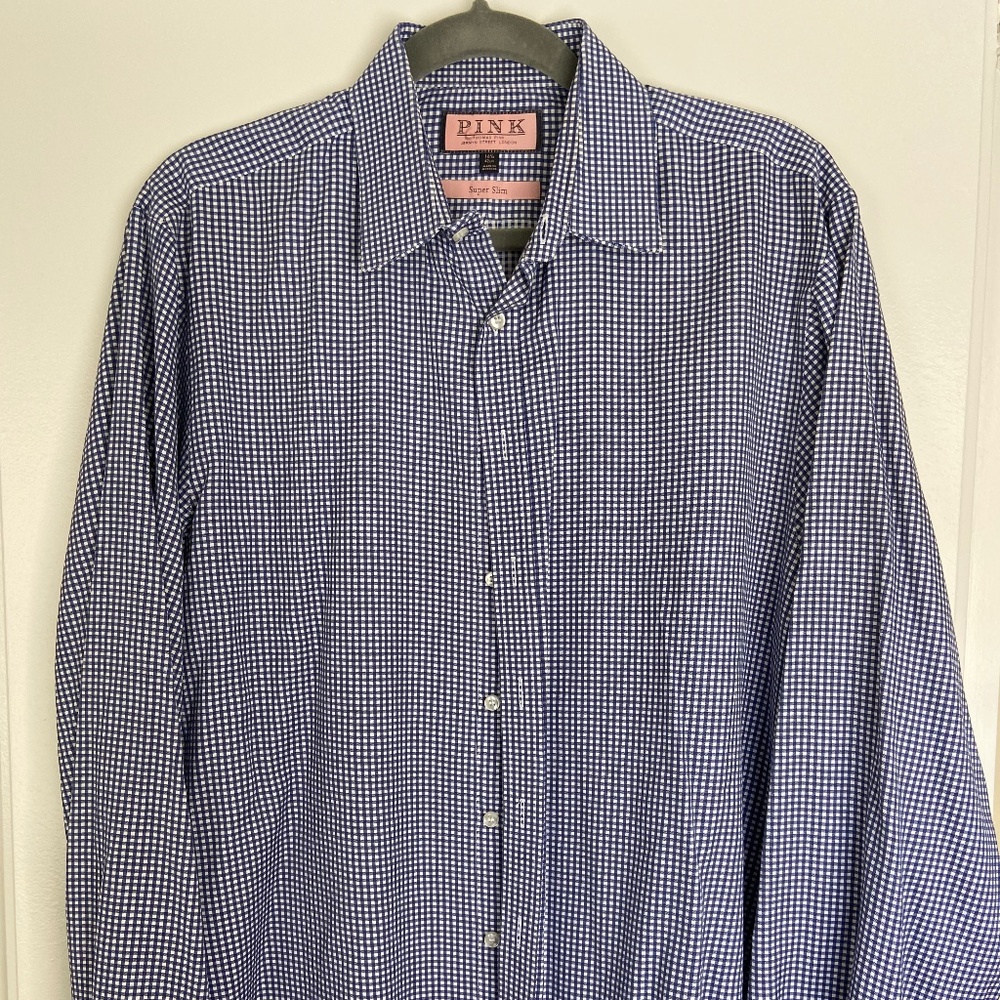 Thomas Pink London Blue and White Dress Shirt